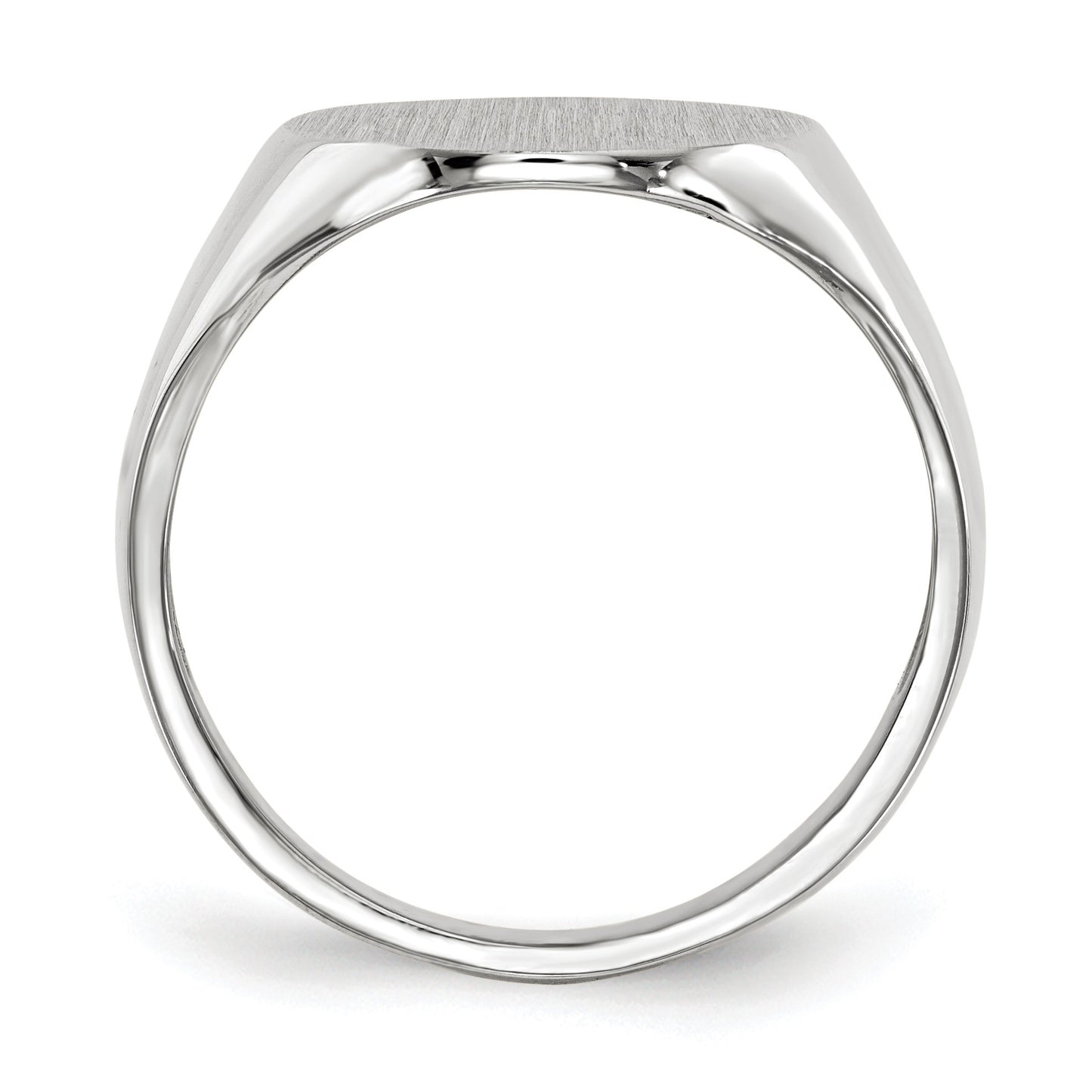 14k White Gold 15.0x18.5mm Oval Closed Back Mens Signet Ring