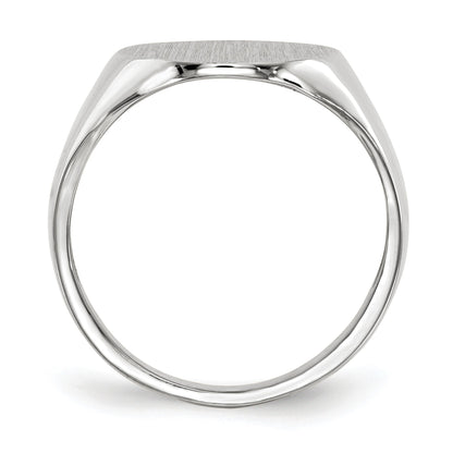 14k White Gold 15.0x18.5mm Oval Closed Back Mens Signet Ring