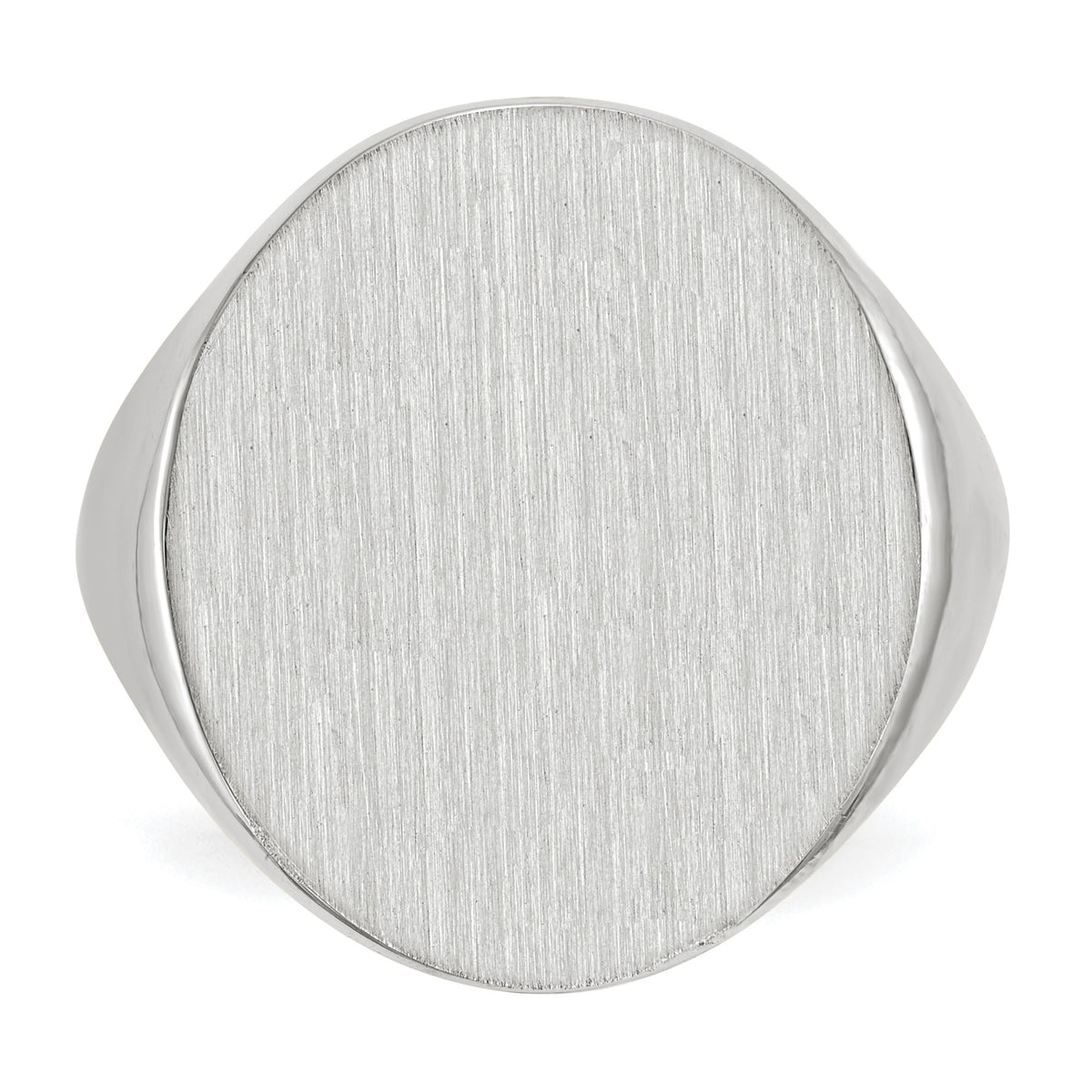 14k White Gold 17.0x20.5mm Oval Closed Back Mens Signet Ring