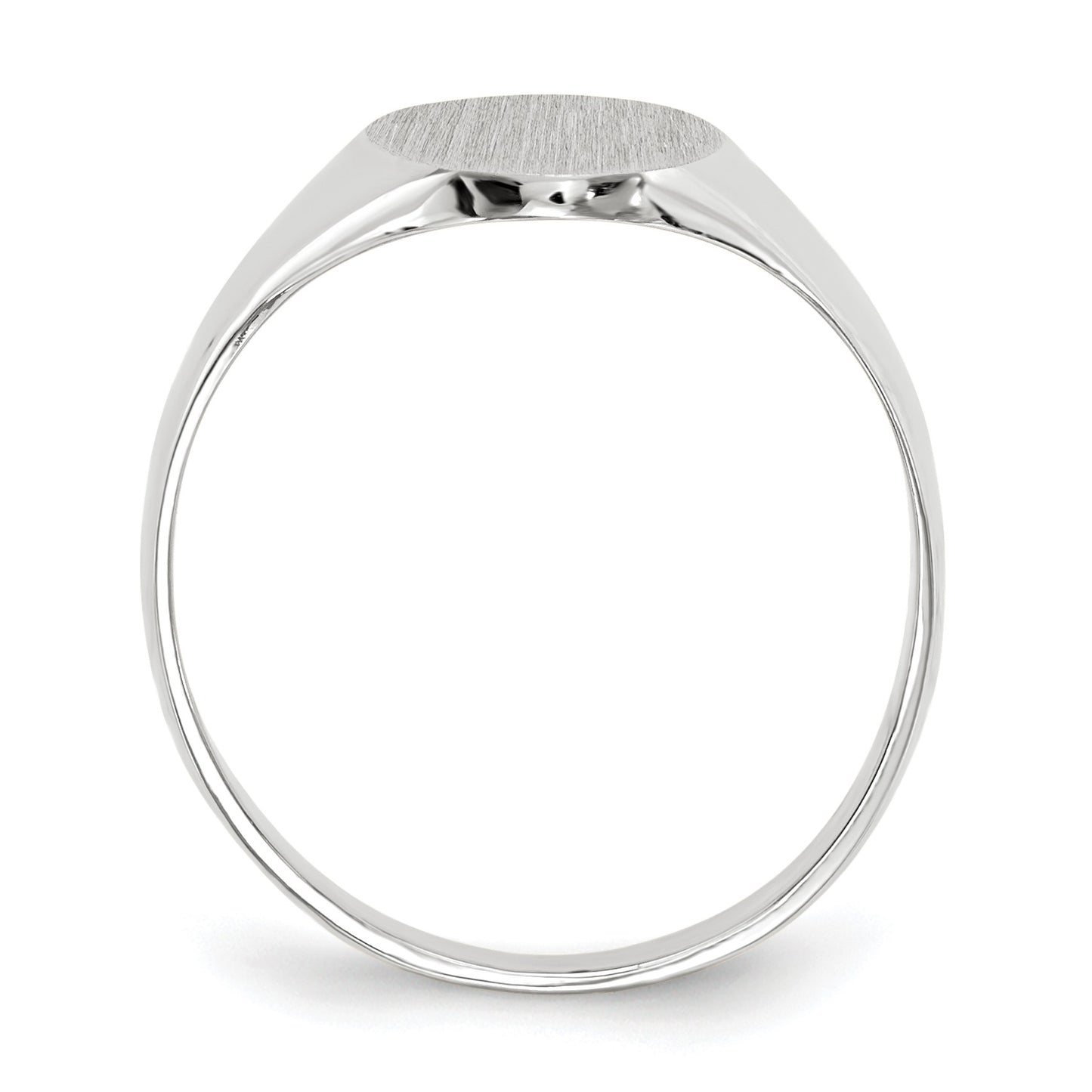 14k White Gold 8.0x11.5mm Oval Open Back Signet Ring