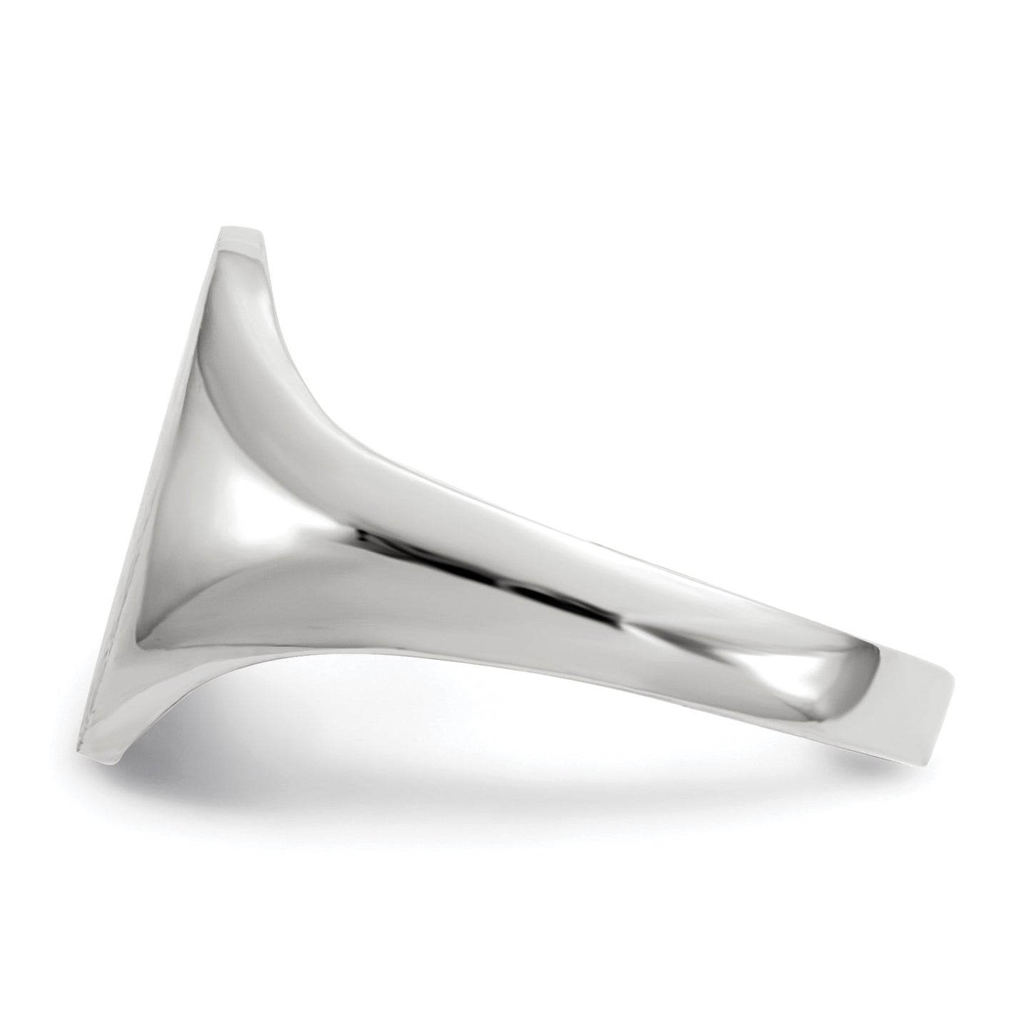 14k White Gold 8.0x11.5mm Oval Open Back Signet Ring