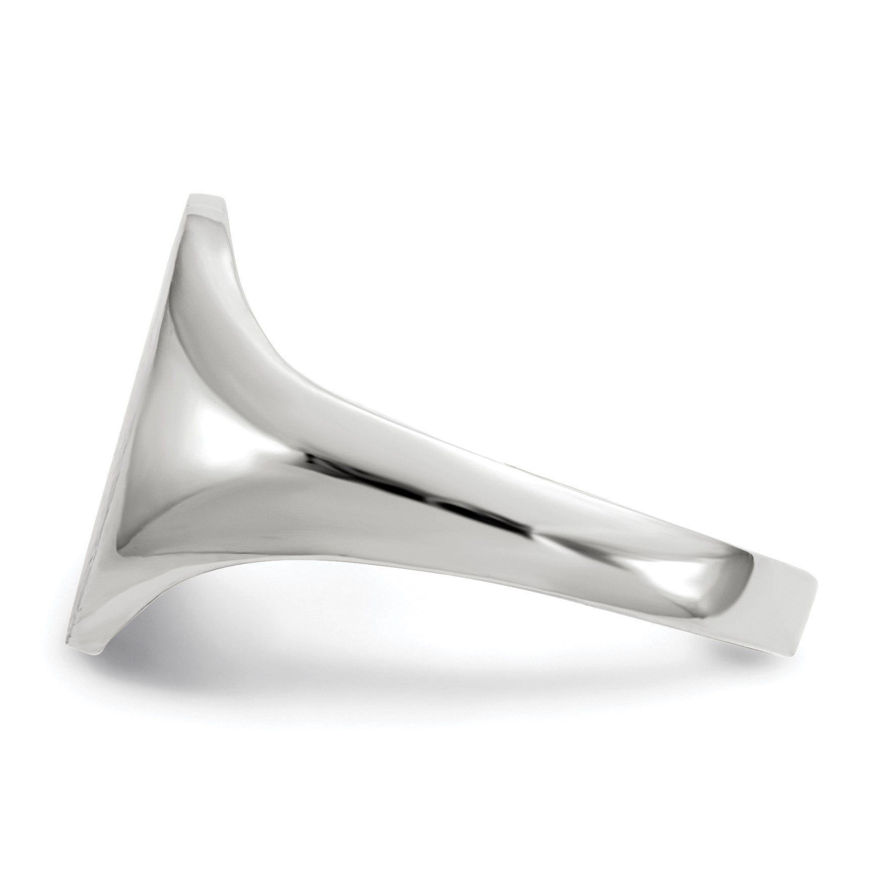 14k White Gold 8.0x11.5mm Oval Open Back Signet Ring