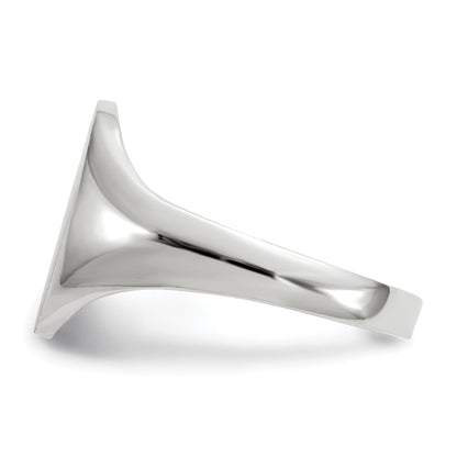 14k White Gold 8.0x11.5mm Oval Open Back Signet Ring