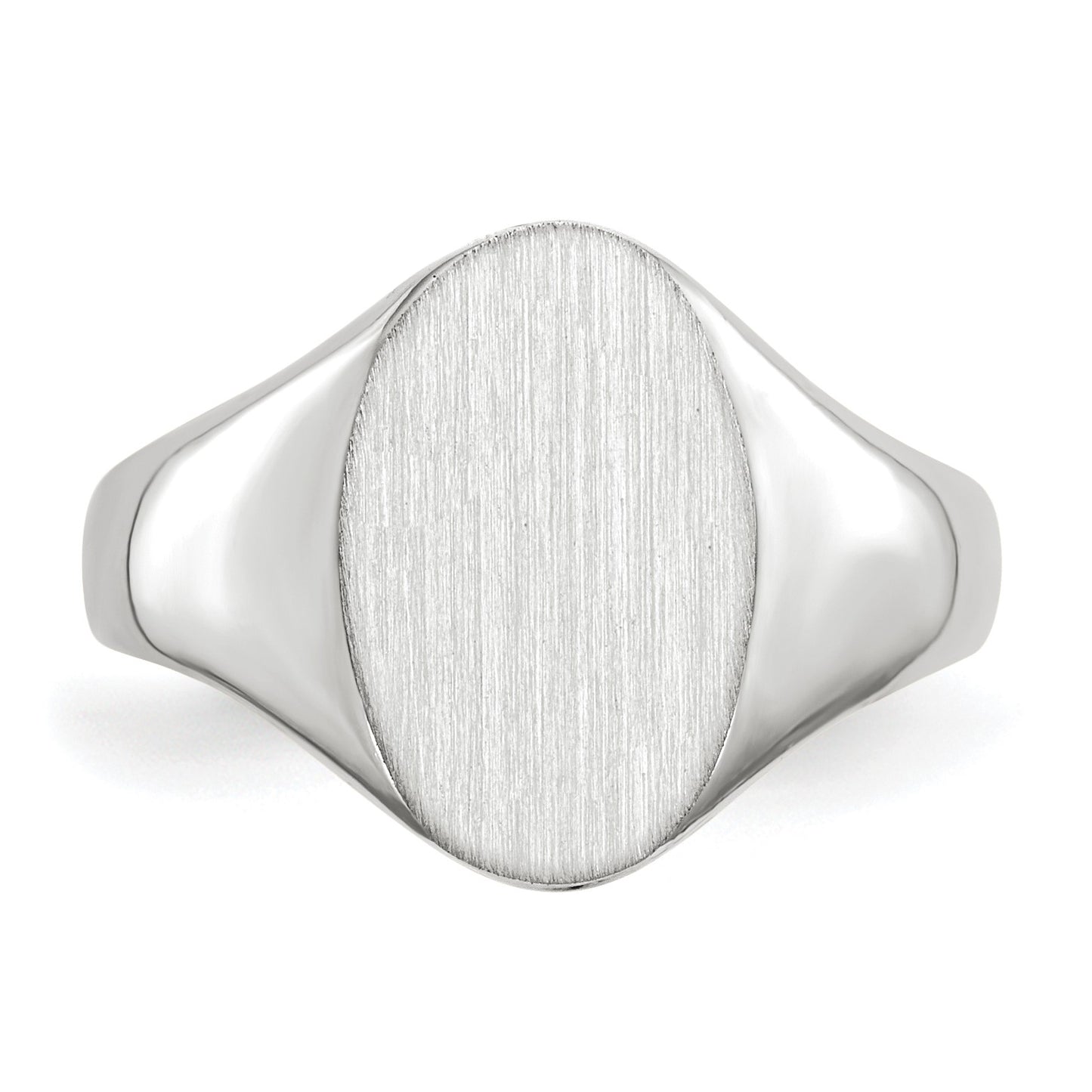 14k White Gold 8.0x11.5mm Oval Open Back Signet Ring