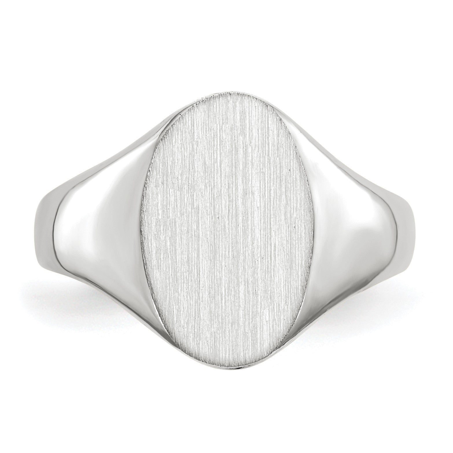 14k White Gold 8.0x11.5mm Oval Open Back Signet Ring