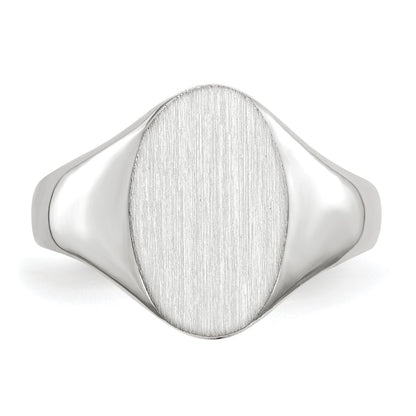 14k White Gold 8.0x11.5mm Oval Open Back Signet Ring