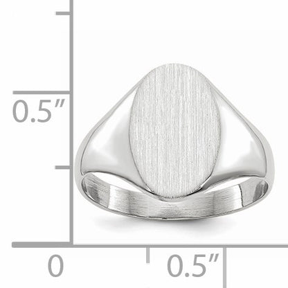 14k White Gold 8.0x11.5mm Oval Open Back Signet Ring