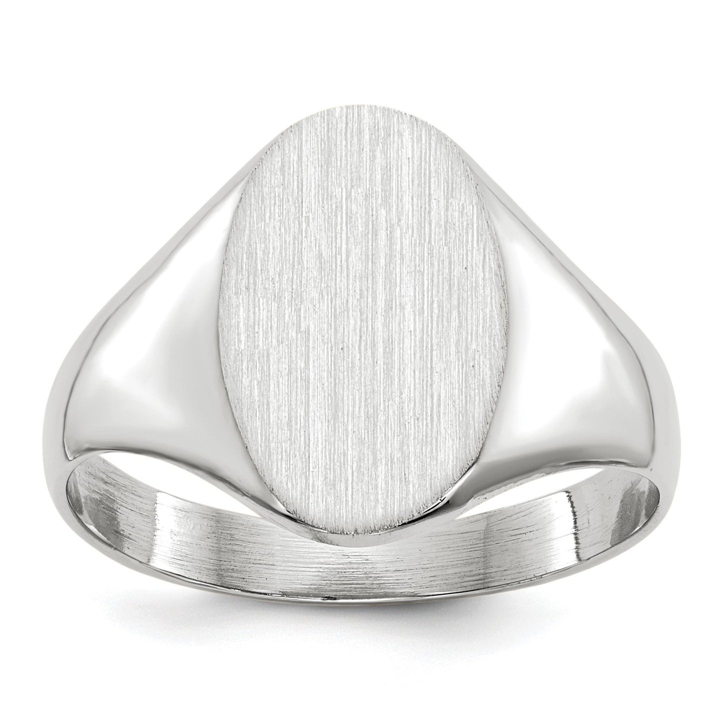 14k White Gold 8.0x11.5mm Oval Open Back Signet Ring