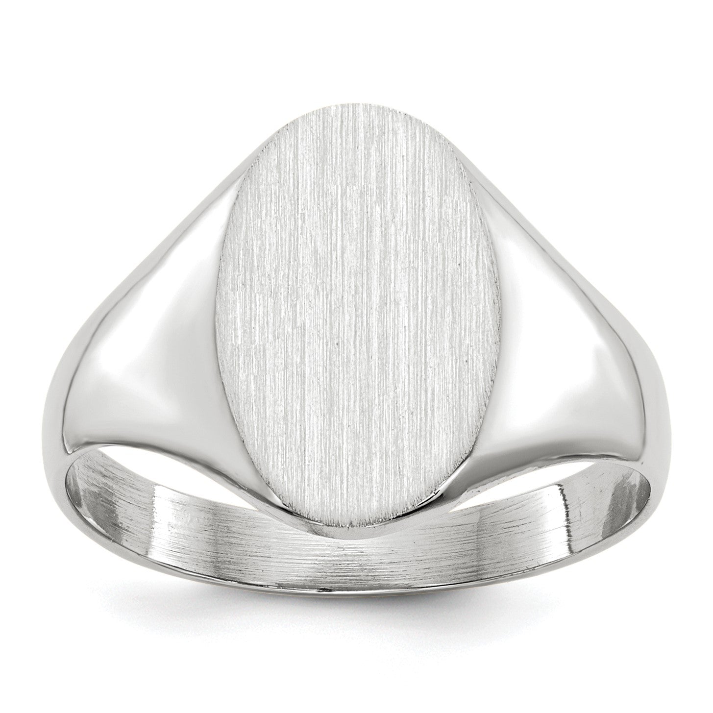 14k White Gold 8.0x11.5mm Oval Open Back Signet Ring