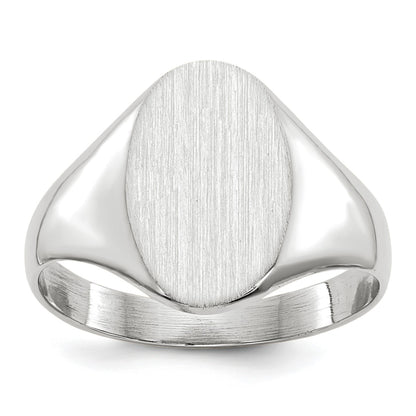14k White Gold 8.0x11.5mm Oval Open Back Signet Ring