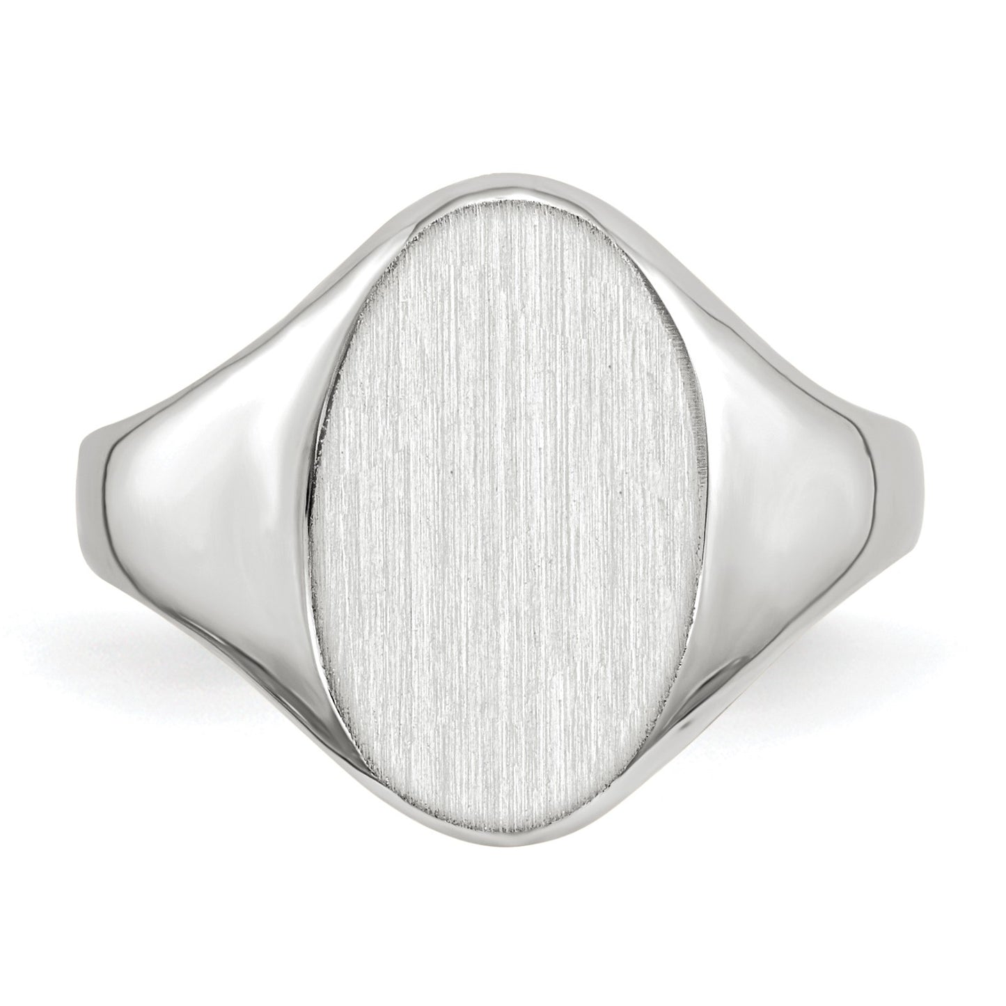 14k White Gold 9.0x14.0mm Oval Closed Back Signet Ring