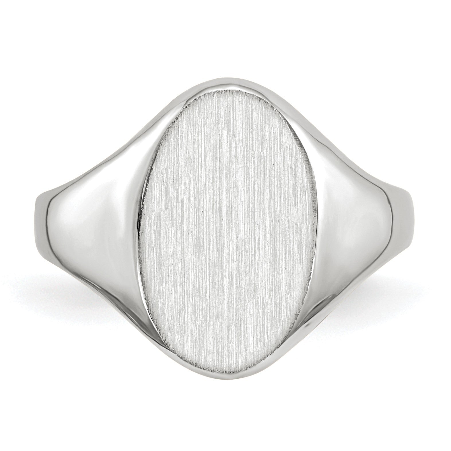 14k White Gold 9.0x14.0mm Oval Closed Back Signet Ring
