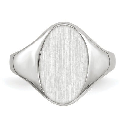 14k White Gold 9.0x14.0mm Oval Closed Back Signet Ring