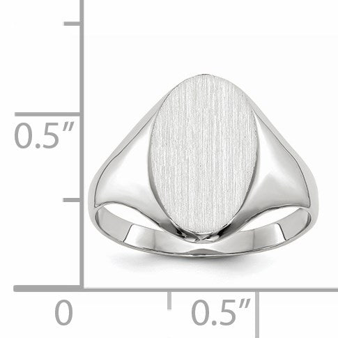 14k White Gold 9.0x14.0mm Oval Closed Back Signet Ring