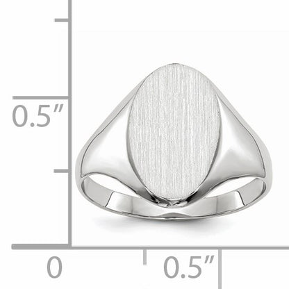 14k White Gold 9.0x14.0mm Oval Closed Back Signet Ring