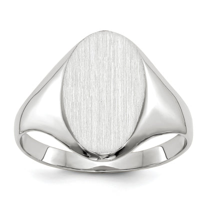 14k White Gold 9.0x14.0mm Oval Closed Back Signet Ring