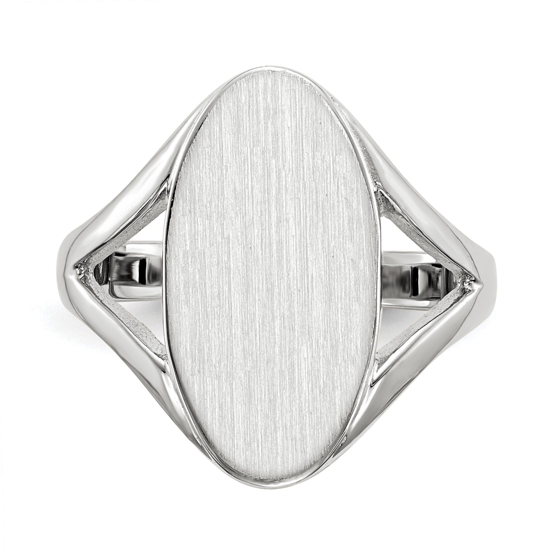 14k White Gold 9.0x17.0mm Oval Closed Back Signet Ring