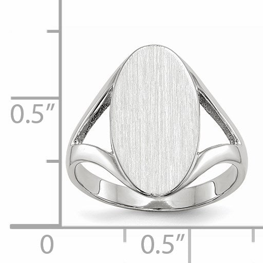 14k White Gold 9.0x17.0mm Oval Closed Back Signet Ring