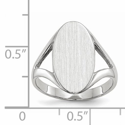 14k White Gold 9.0x17.0mm Oval Closed Back Signet Ring
