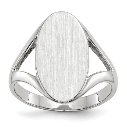 14k White Gold 9.0x17.0mm Oval Closed Back Signet Ring