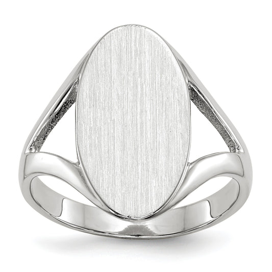 14k White Gold 9.0x17.0mm Oval Closed Back Signet Ring