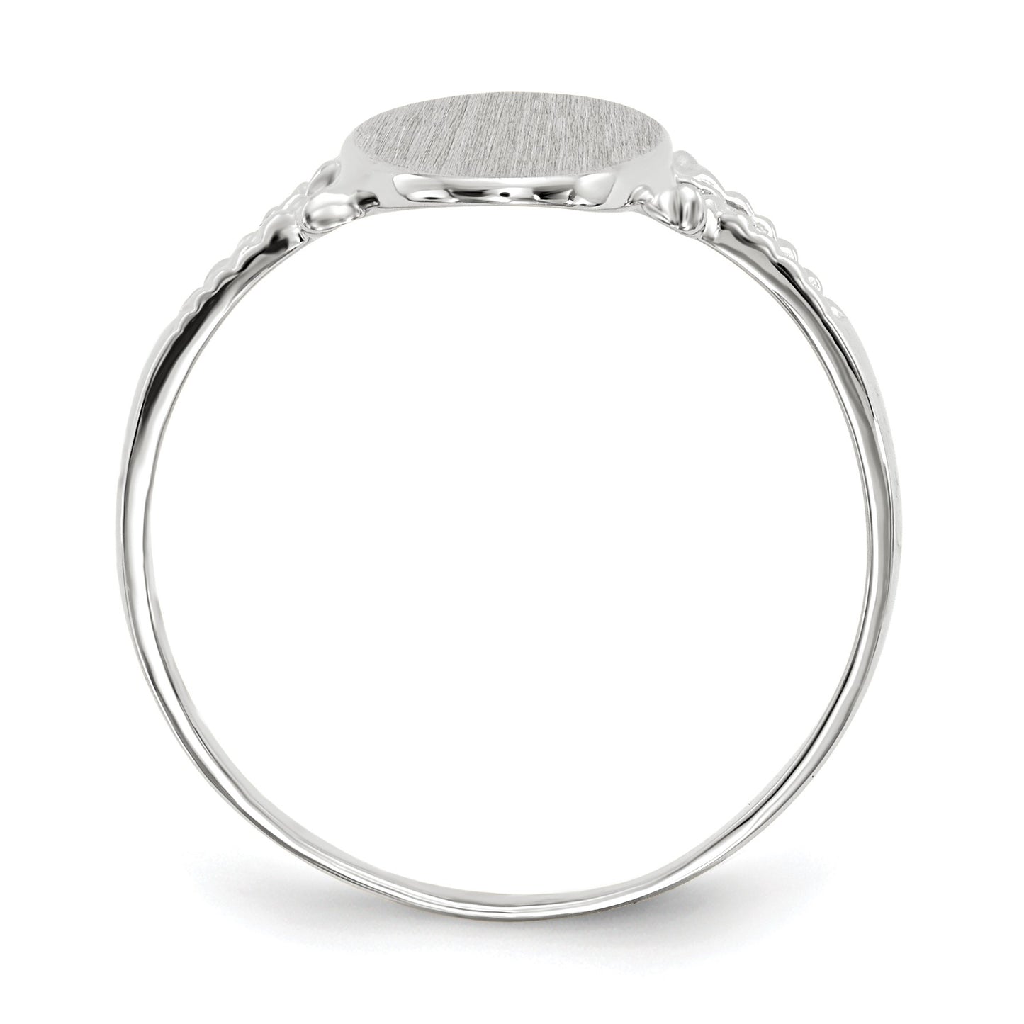 14k White Gold 8.5x13.5mm Oval Closed Back Signet Ring