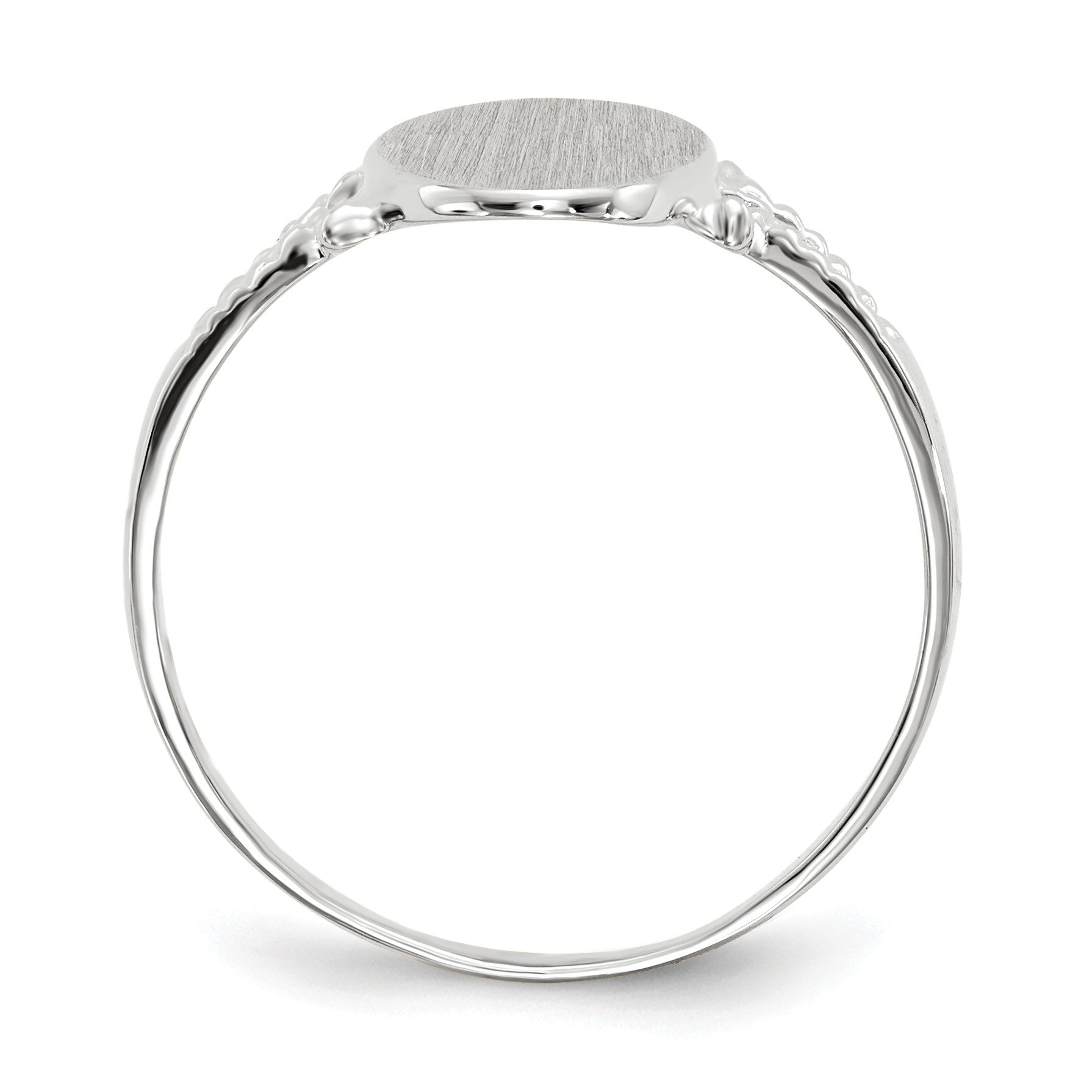 14k White Gold 8.5x13.5mm Oval Closed Back Signet Ring