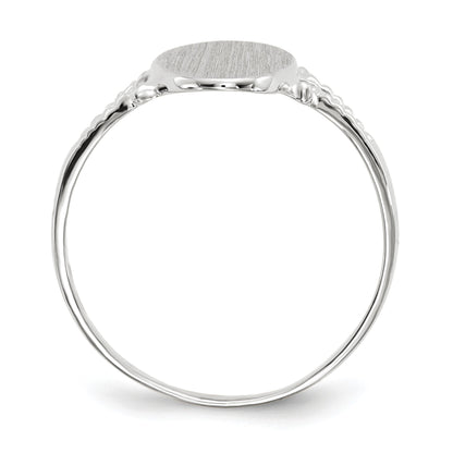 14k White Gold 8.5x13.5mm Oval Closed Back Signet Ring