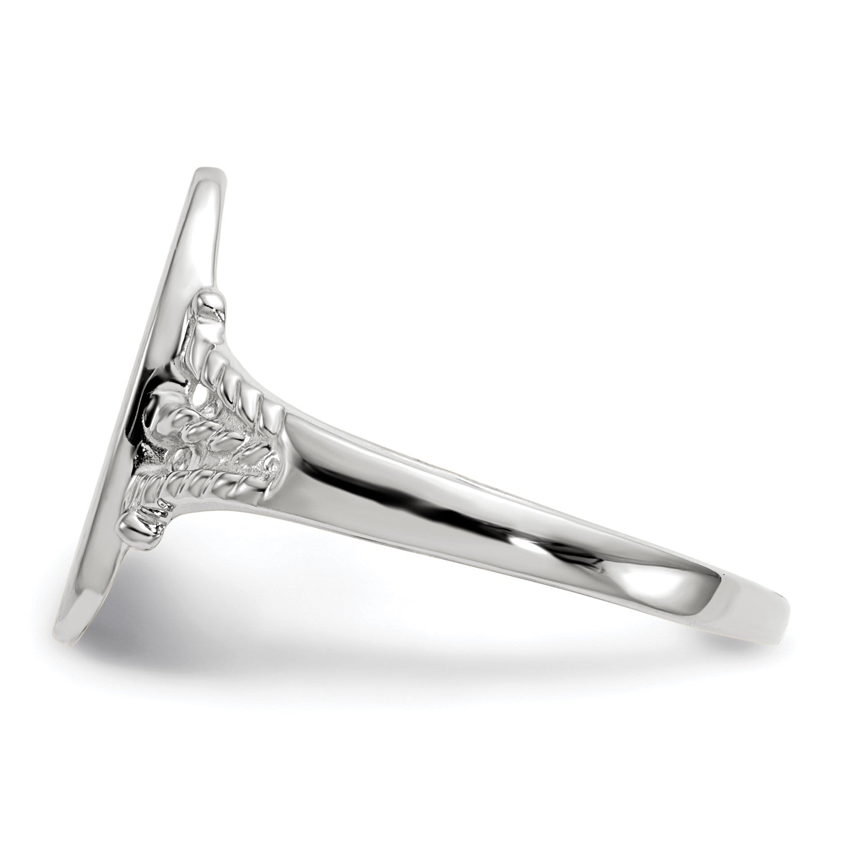 14k White Gold 8.5x13.5mm Oval Closed Back Signet Ring