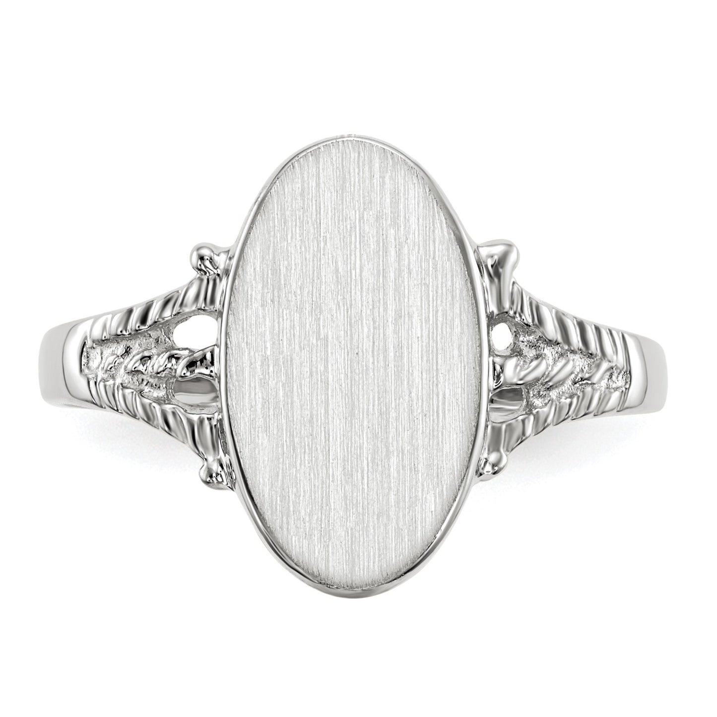 14k White Gold 8.5x13.5mm Oval Closed Back Signet Ring