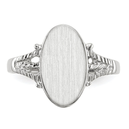 14k White Gold 8.5x13.5mm Oval Closed Back Signet Ring