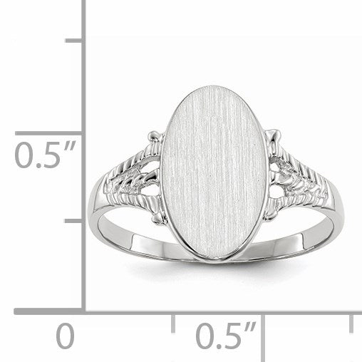 14k White Gold 8.5x13.5mm Oval Closed Back Signet Ring
