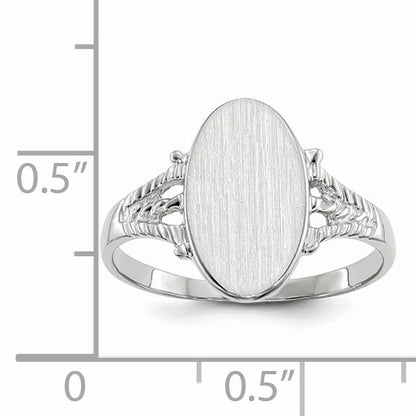 14k White Gold 8.5x13.5mm Oval Closed Back Signet Ring