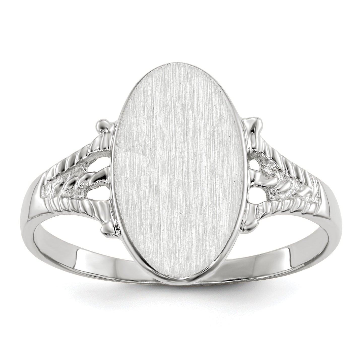 14k White Gold 8.5x13.5mm Oval Closed Back Signet Ring