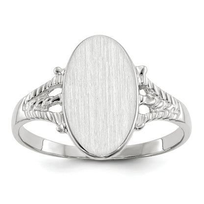 14k White Gold 8.5x13.5mm Oval Closed Back Signet Ring