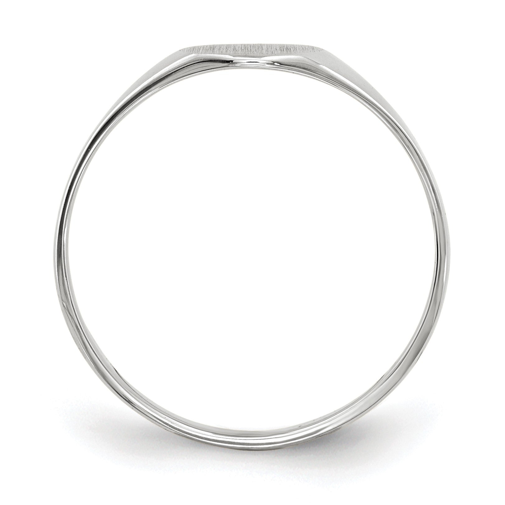 14k White Gold 6.5x7.5mm Round Closed Back Signet Ring