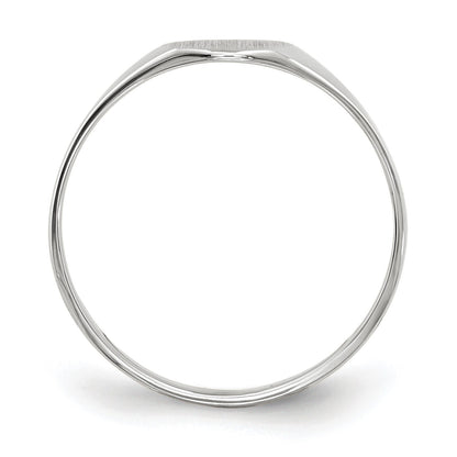 14k White Gold 6.5x7.5mm Round Closed Back Signet Ring
