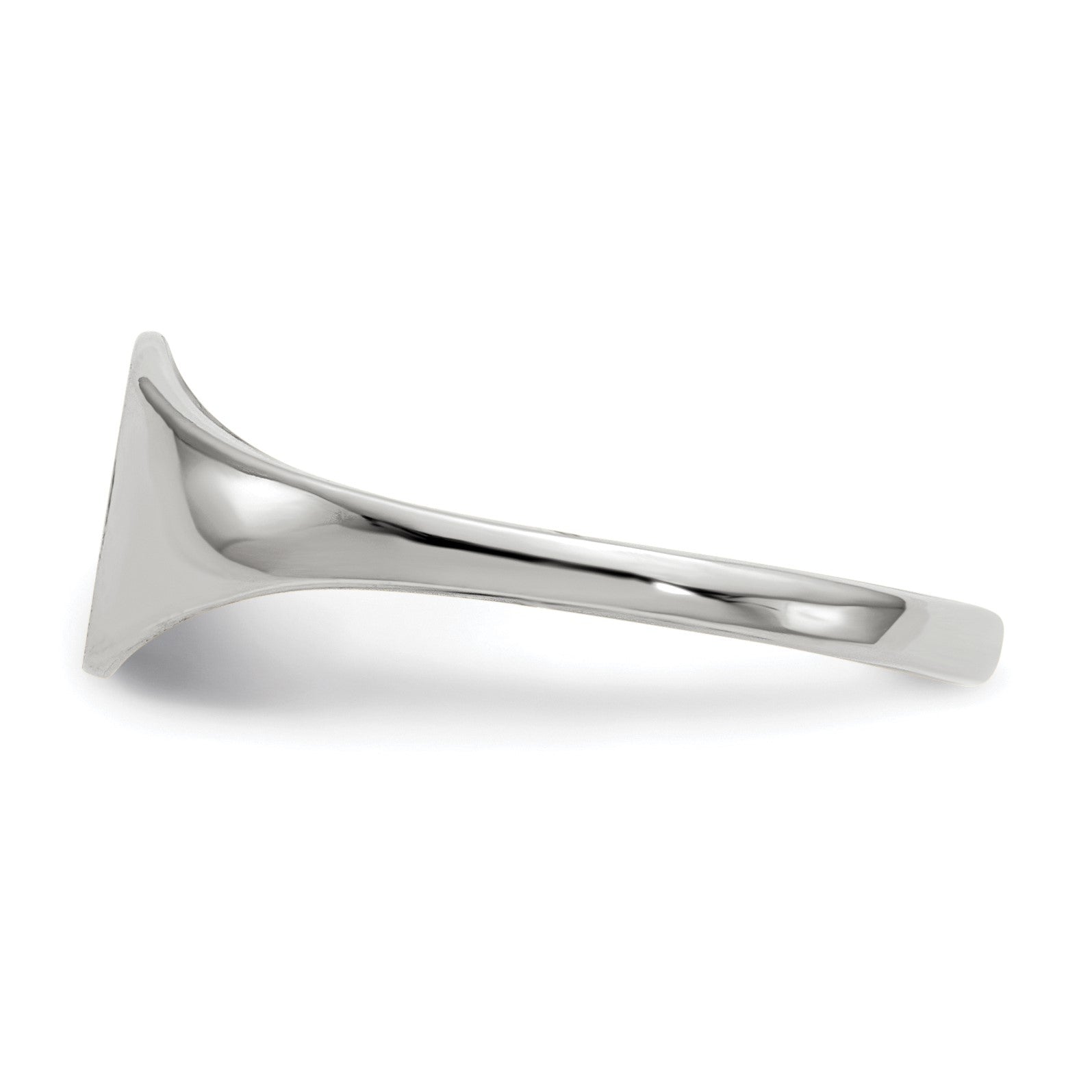 14k White Gold 6.5x7.5mm Round Closed Back Signet Ring