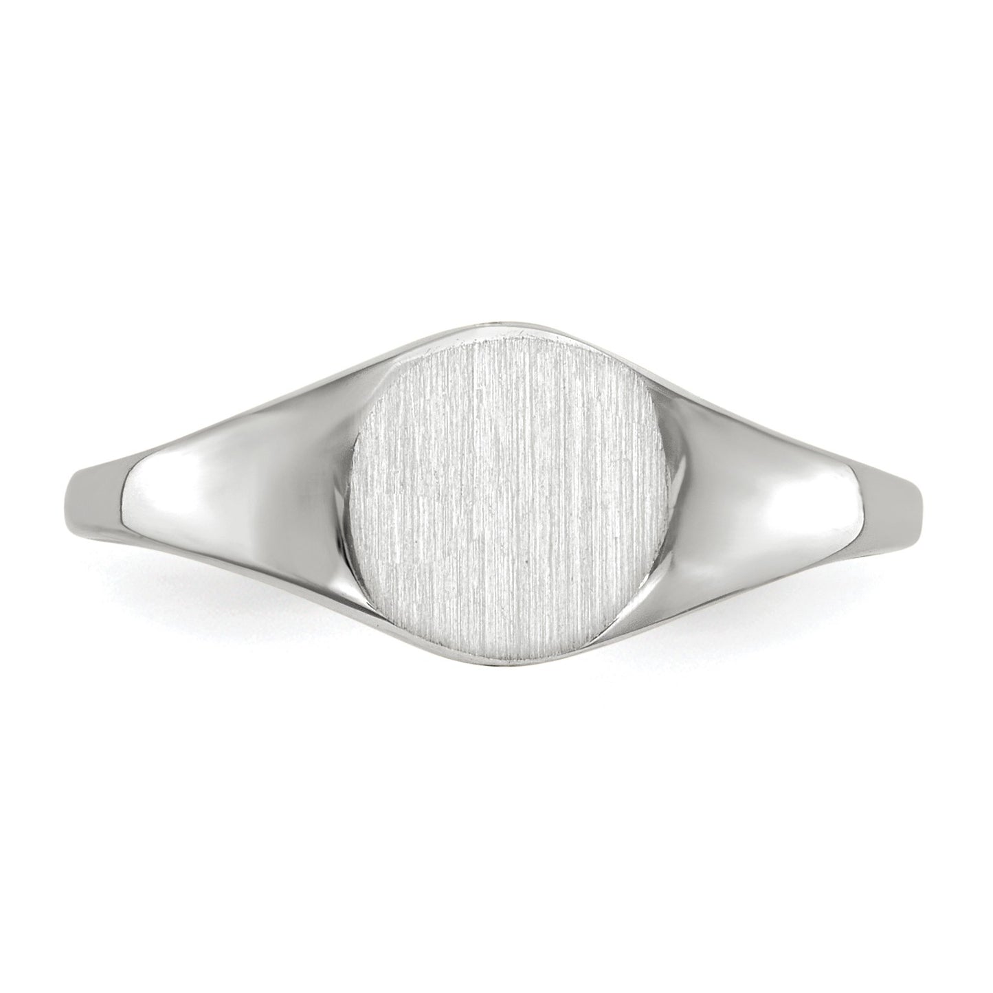 14k White Gold 6.5x7.5mm Round Closed Back Signet Ring
