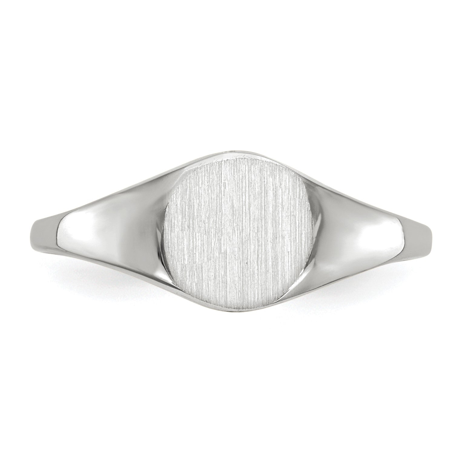 14k White Gold 6.5x7.5mm Round Closed Back Signet Ring