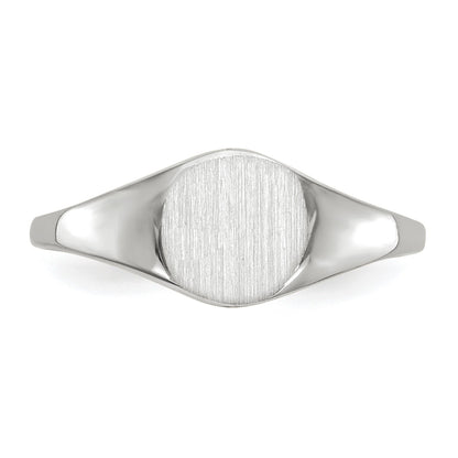 14k White Gold 6.5x7.5mm Round Closed Back Signet Ring