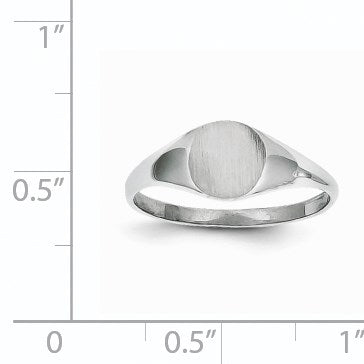 14k White Gold 6.5x7.5mm Round Closed Back Signet Ring