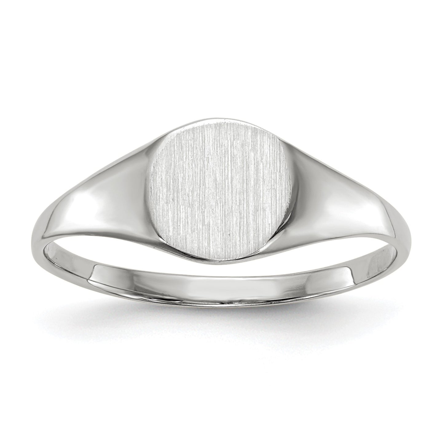 14k White Gold 6.5x7.5mm Round Closed Back Signet Ring