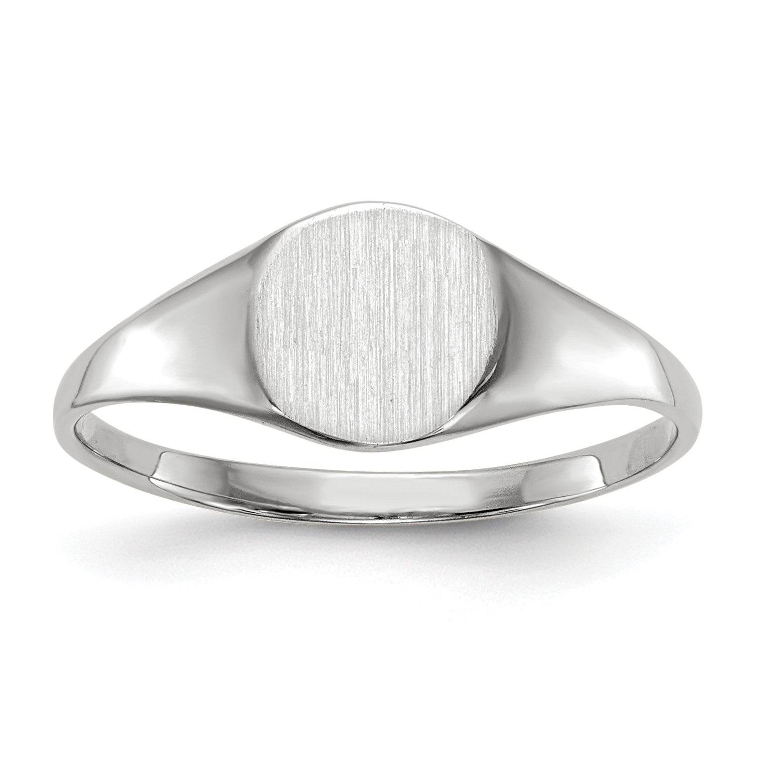 14k White Gold 6.5x7.5mm Round Closed Back Signet Ring