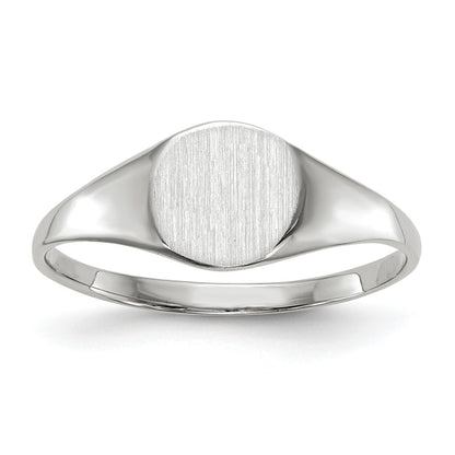 14k White Gold 6.5x7.5mm Round Closed Back Signet Ring