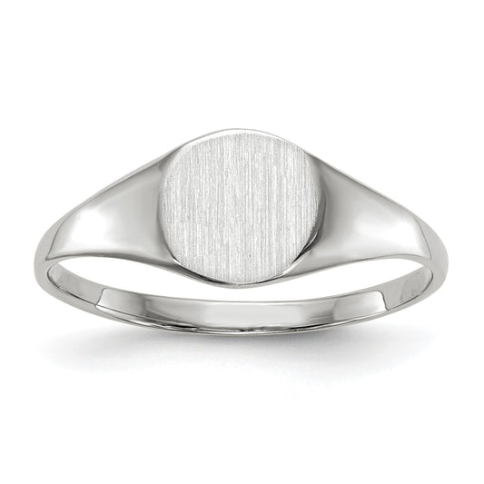 14k White Gold 6.5x7.5mm Round Closed Back Signet Ring