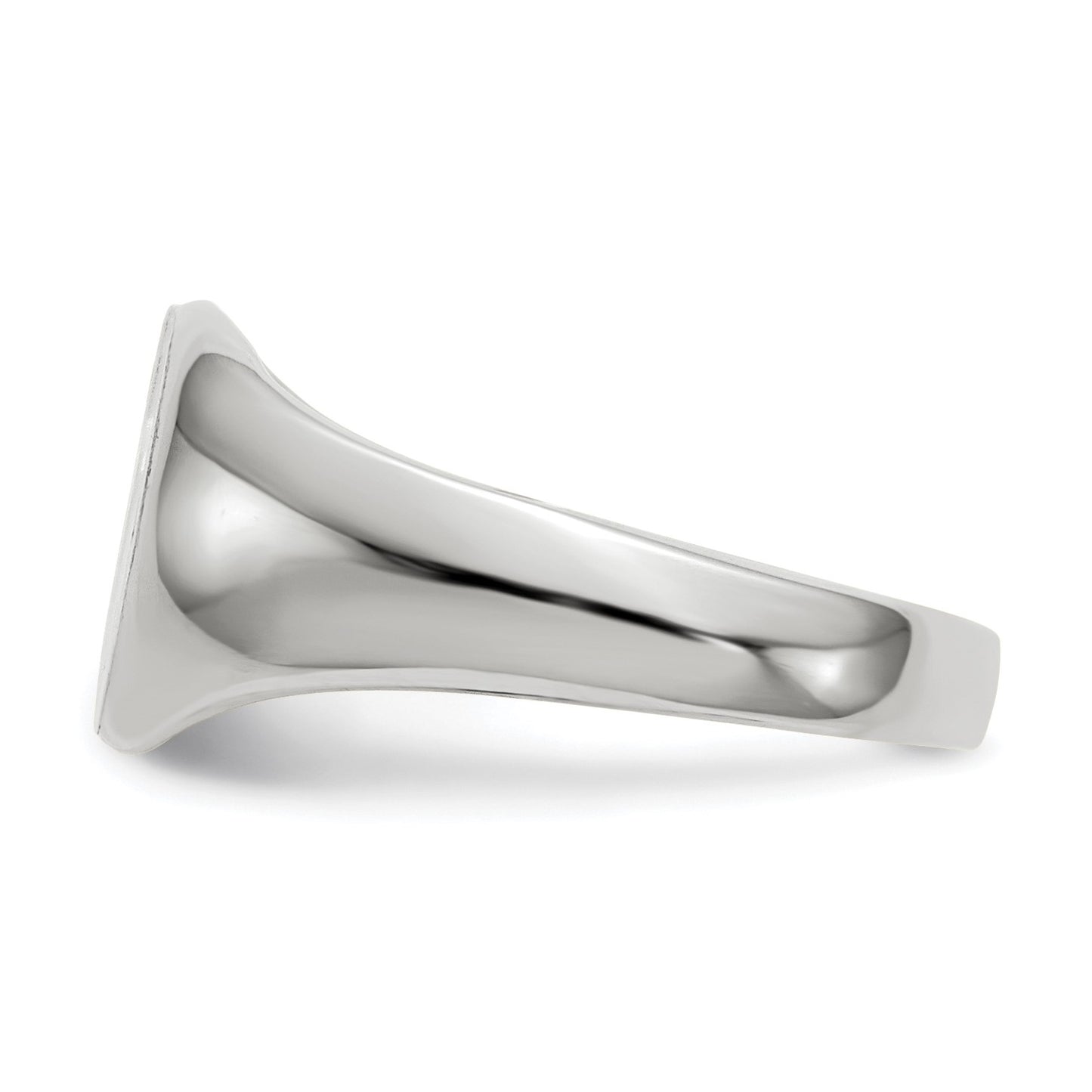 14k White Gold 8.5x8.0mm Closed Back Size 3 Childs Oval Signet Ring