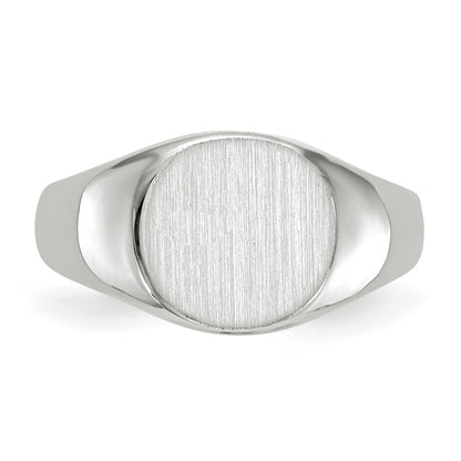 14k White Gold 8.5x8.0mm Closed Back Size 3 Childs Oval Signet Ring