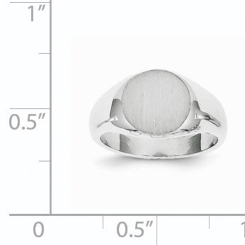 14k White Gold 8.5x8.0mm Closed Back Size 3 Childs Oval Signet Ring