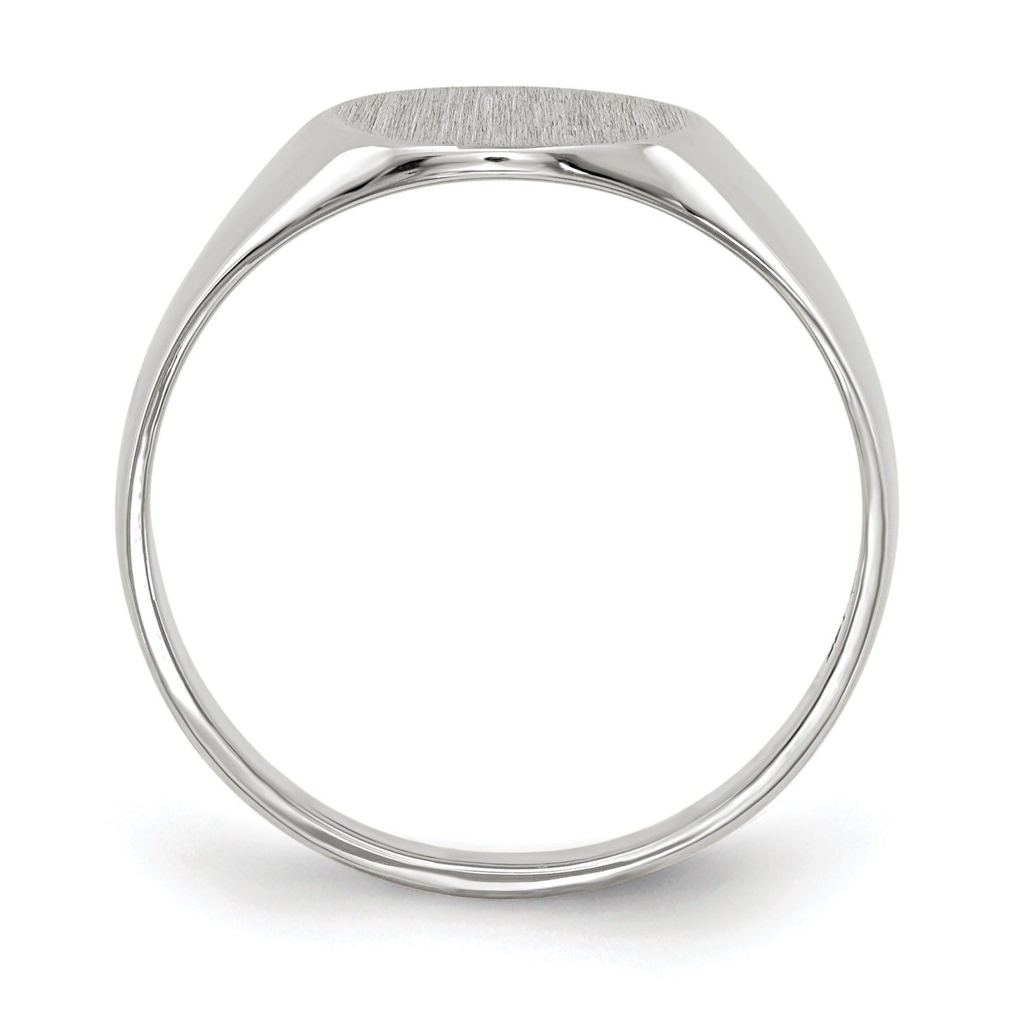 14k White Gold 9.0x9.5mm Round Closed Back Signet Ring